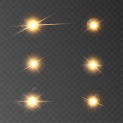 Abstract gold front sun lens glare translucent special light effect design. Vector motion blur glow glare.