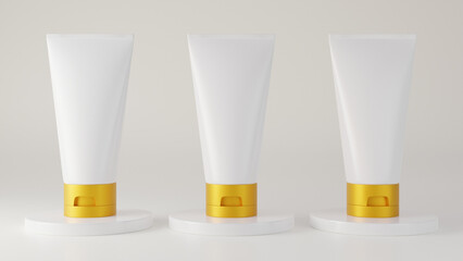 Cosmetics mockup Studio minimal showcase. illustration 3D rendering