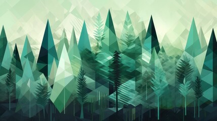 Geometric Tree Background for Earth Day, Abstract Art, Digital Illustration, Generative AI