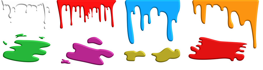 Paint splashes collection isolated on transparent background