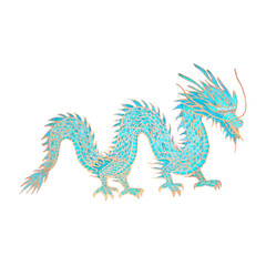 Watercolor chinese sea dragon isolated on white background