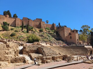 Alcazaba de Málaga, vista a la Alcazaba y al centro de la ciudad 