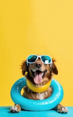 animal cat and dog summer holiday, with generative ai	