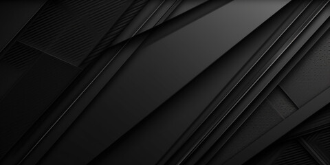 Abstract black metallic background with stripes and lines. Black grey abstract modern background for design. Dark. Geometric shape. 3d effect. Diagonal lines, stripes. Generative AI
