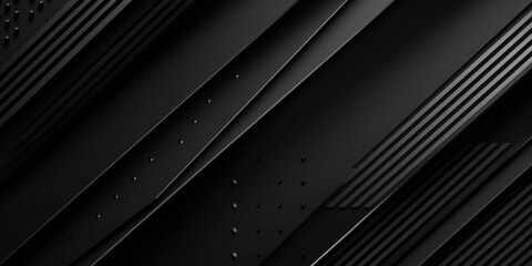 Obraz premium Abstract black metallic background with stripes and lines. Black grey abstract modern background for design. Dark. Geometric shape. 3d effect. Diagonal lines, stripes. Generative AI