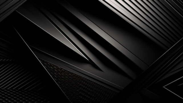 Black abstract corporate background. Minimal design. Black grey abstract modern background for design. Dark. Geometric shape. 3d effect. Diagonal lines, stripes.. Generative AI