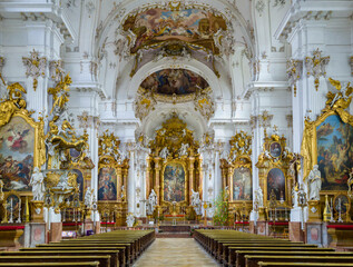 Innenansicht Marienmünster in Dießen, Barock, Bayern, Deutschland