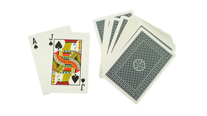 Blackjack cards for playing in casinos.