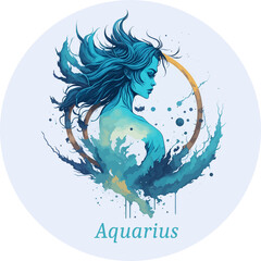 Aquarius zodiac sign art paint illustration (Generative AI)