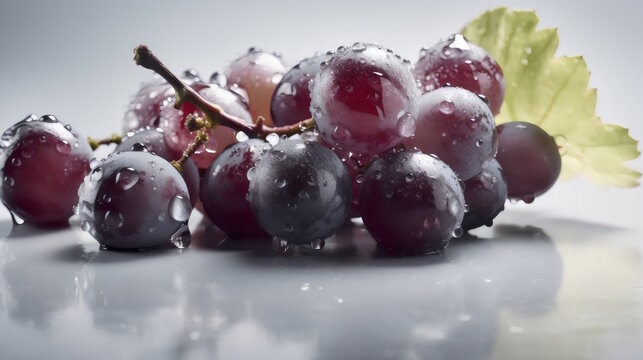 Red grapes isolated on white background. generative ai