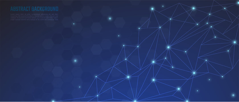 Abstract background and geometric pattern with connecting the dots and lines. Networking concept, internet connection and global communication for banner design or header