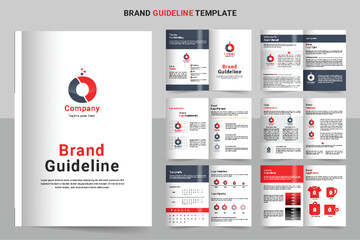 corporate brand guideline business annual report brochure flyer design template in A4 size red color concept