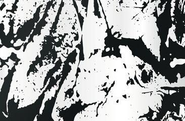 Naklejka premium Abstract background with white texture on a black surface. Grunge graphic design: white spots of paint on a dark field. Artistic backdrop with textured acrylic print. Vector illustration.
