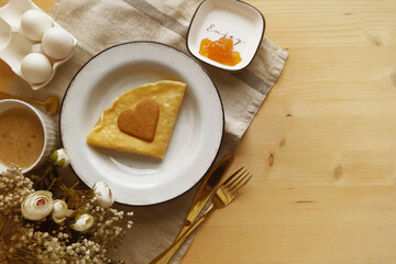 Classic French Crepes, thin European pancakes