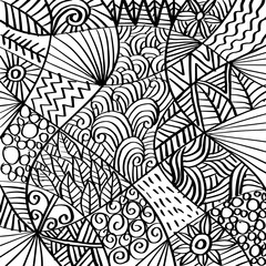 Abstract doodle drawing background. Black and white.