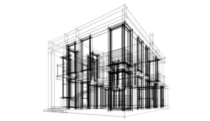 Modern house architecture building 3d rendering