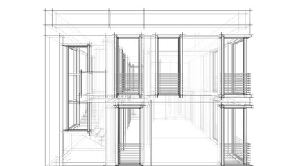 Modern house architecture building 3d rendering