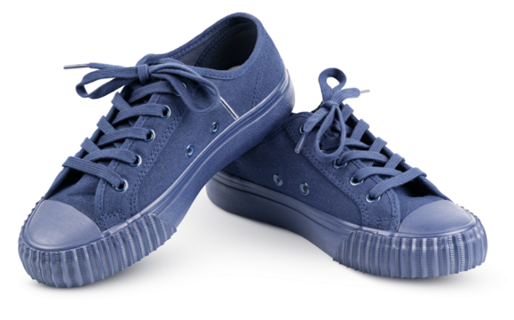Blue casual sneakers isolated on transparent background. Full Depth of Field - Powered by Adobe