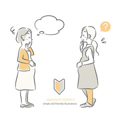 おしゃべりをする2人の妊娠中の女性　シンプルでお洒落な線画イラスト