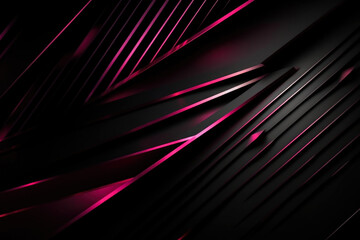 Black pink abstract modern background for design. Dark. Geometric shape. Diagonal lines, stripes. Triangles. Gradient. Generative AI