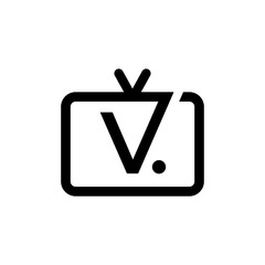 V letter channel television logo design