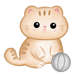 Cat is playing a rubber ball
