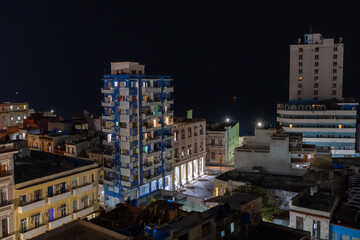 Night view of Havana's neighborhoods from the rooftops