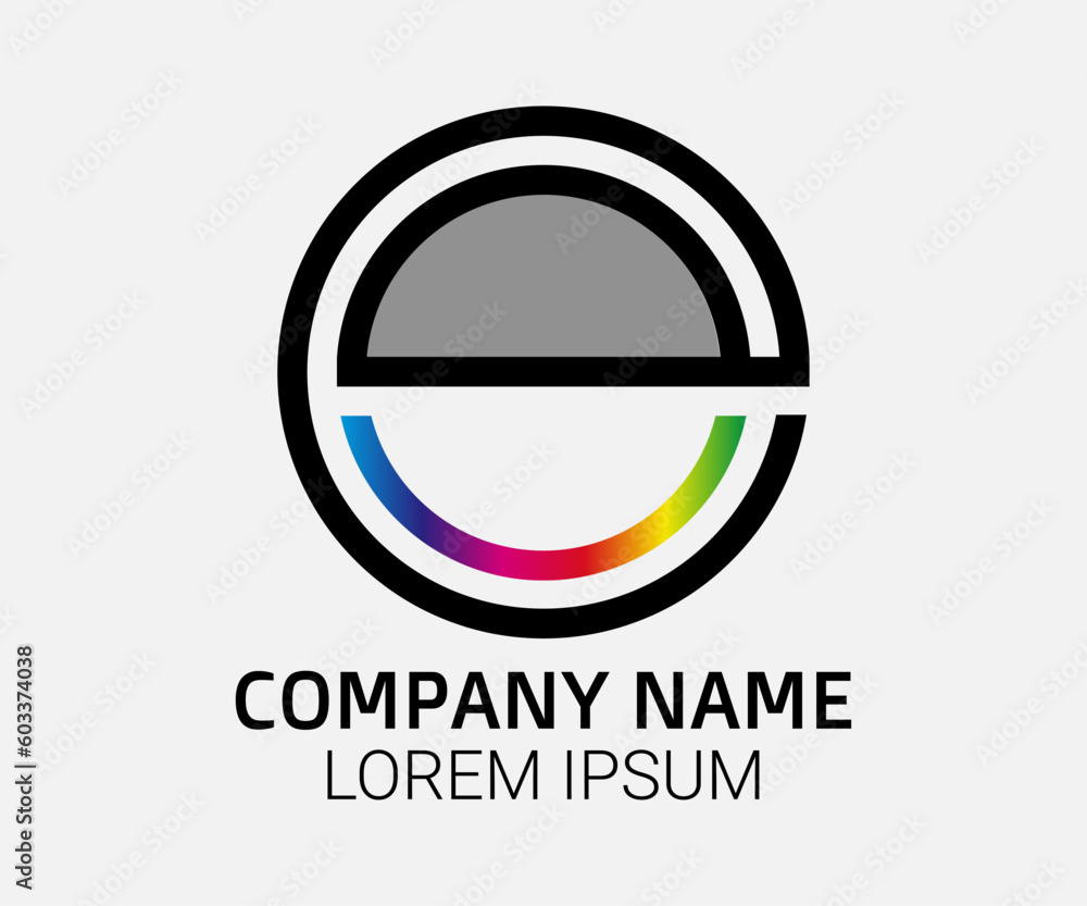 Poster vector e letter logo design on isolated background..
