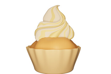 cupcake, cartoon, vanilla cream