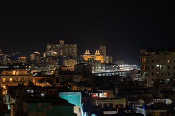 Night view of Havana's neighborhoods from the rooftops