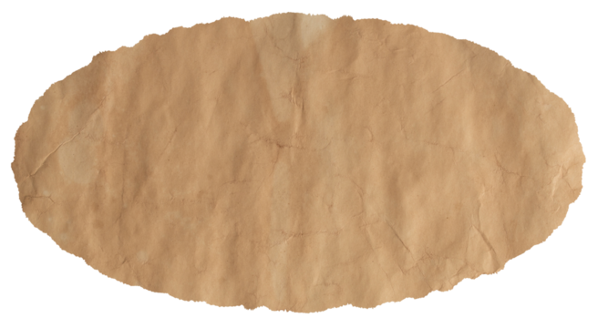 isolated photo of old blank brown grunge paper oval banner