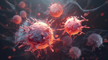 Cancer cells in the body. AI generation