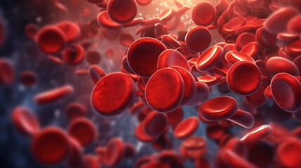 Blood cells in the body, erythrocytes close-up. AI generated
