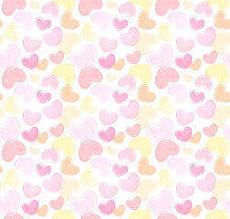 seamless pastel heart pattern background on transparent background