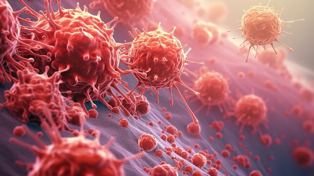 Cancer cells in the body. AI generation