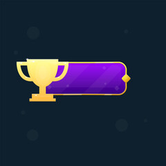 Game UI Dark Glamour Purple Golden Win Cup Bar Button With Golden Vintage Border Glass Style Vector Design