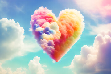 Beautiful colorful clouds in heart shape for valentine day background. generative ai. - 603375894
