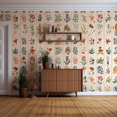 Living Room Kitchen Bedroom Interior Design mock up Modern Furniture