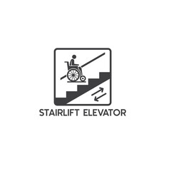 symbol of stairlift elevator, vector art.