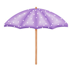 Purple beach umbrella Watercolor .	
