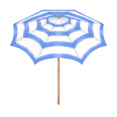 Blue beach umbrella Watercolor .	

