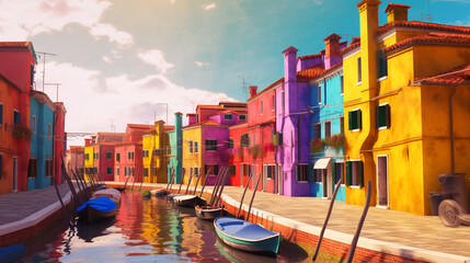 Colorful Italian City Street