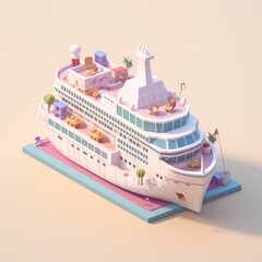 Tiny cute isometric cruise ship emoji