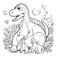 Coloring for children little dinosaur 