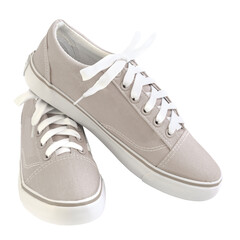 Gray shoes sneakers boots in PNG isolated on transparent background
