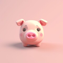 Tiny cute isometric pig emoji
