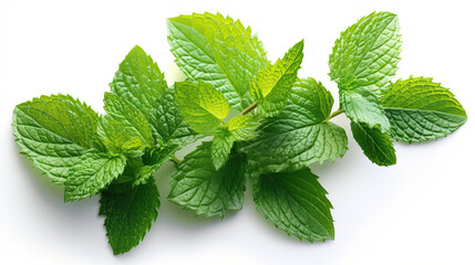 Refreshing Mint Leaves: Top-Down Studio Elegance