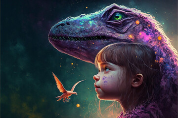 Magicland of dreams, wonderful creatures, fantasy valley of colorful ideas, sleeping beauty, double-side of world, amazing mind, Generative AI