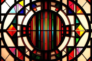 Abstract Stained glass, Geometric lines Background,  Colorful Glass, Stained Glass Pattern, Generative Ai