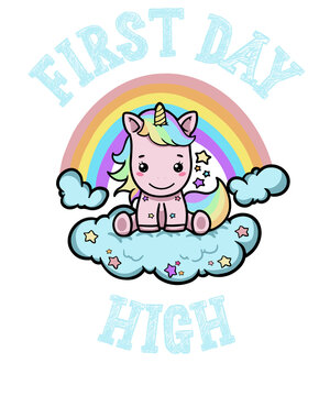 Back To School Kawaii Unicorn First Day High